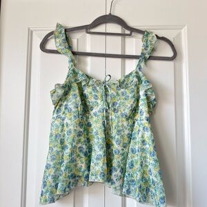 wild fable floral ruffle Strap Tank - Blue & Yellow
